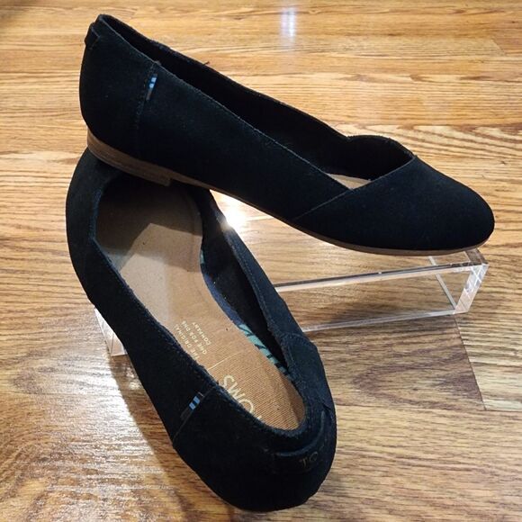 Tom's Jutti Neat Black Suede Flats Slip on Shoes Women's Size 8W - Picture 6 of 14
